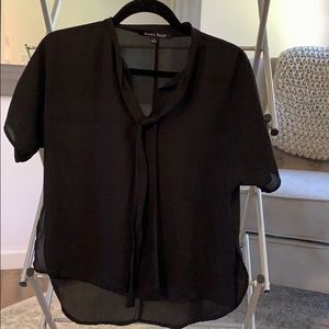 Black Short-Sleeve Blouse